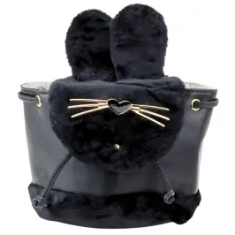 Children's Backpack Plush Ears Adjustable Strap Black 22cm 4L