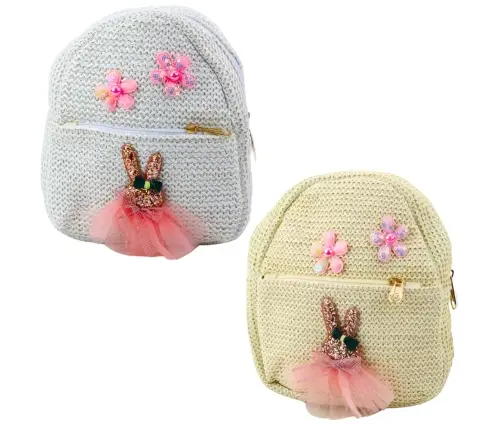 Children's Backpack Embroidered Rabbit In A Dress Flowers 2.5L 20cm