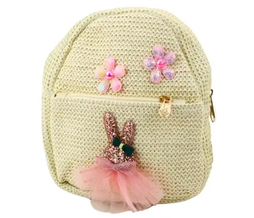 Children's Backpack Embroidered Rabbit In A Dress Flowers 2.5L 20cm
