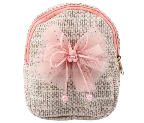 Children's Backpack Braided Bow Bunny Pink 21cm 2L