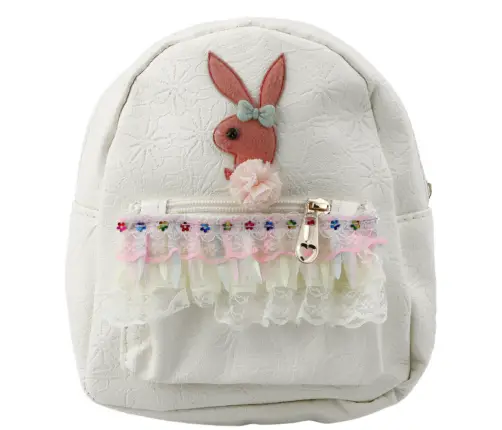 Children's Backpack Embossed Rabbit Ruffle Cream 20cm 2.5L