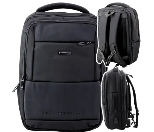 City Business Backpack USB Chest Strap Black 26L