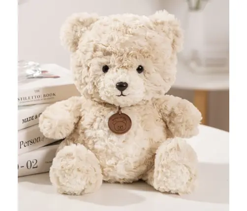 Plush Mascot Cuddly Toy Teddy Bear with Medallion Beige 25cm
