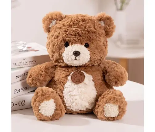 Plush Mascot Cuddly Toy Teddy Bear with Medallion Brown 25cm