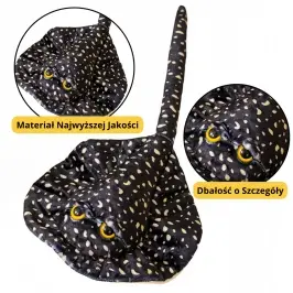 Plush Stingray Mascot Cuddly Toy Black Dotted 50cm Plush Stingray Mascot Cuddly Toy Black Dotted 50cm