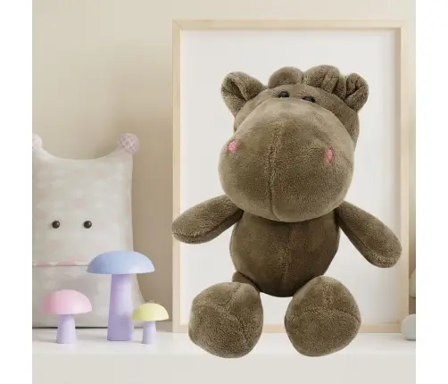 Plush Toy Hippopotamus with Suction Cup Brown 23 x 12 cm