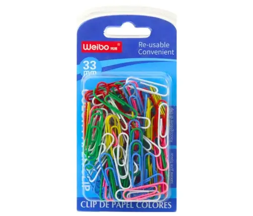 Set of Colorful Paper Clips 33mm 90pcs.