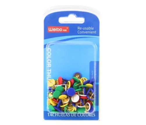 Set of Flat Head Pushpins for Office and School, Colored, 90 pcs.