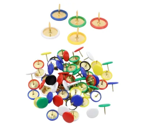 Set of Flat Head Pushpins for Office and School, Colored, 90 pcs.