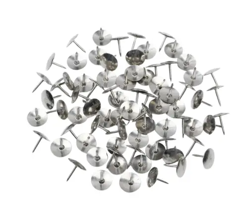 Set of Flat Head Pushpins for Office and School, Silver, 40 pcs.