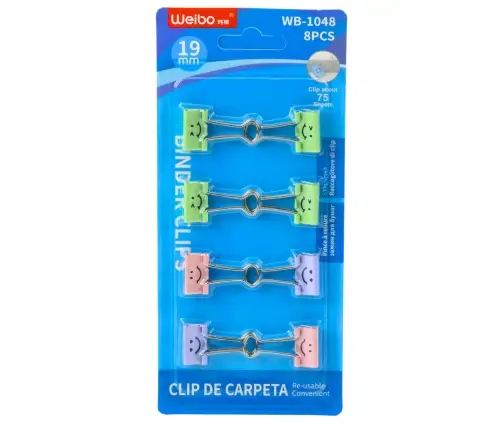 Set of Colorful Smiley Face Paper Clips 8 pcs 19mm