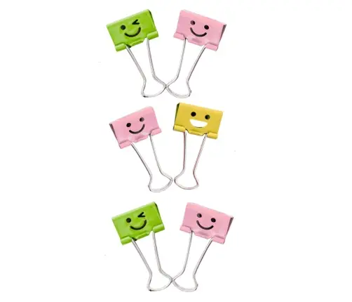 Set of Colorful Smiley Face Paper Clips 6 pcs 32mm