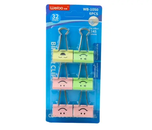 Set of Colorful Smiley Face Paper Clips 6 pcs 32mm