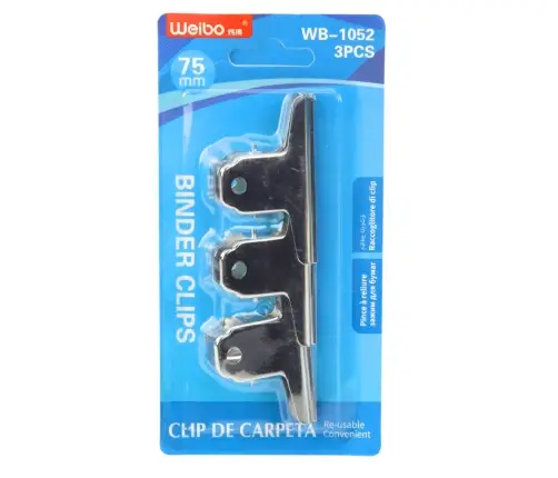 Set of 3 Metal Paper Clips 75mm