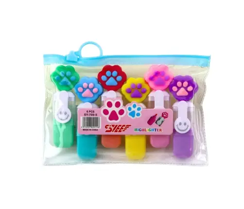 Set of Mini Highlighters with a Claw in a Colorful Case 6 pcs 8 cm