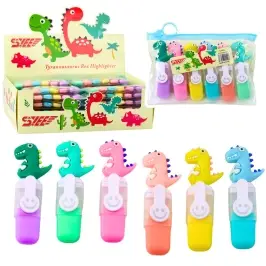Set of Mini Dinosaur Highlighters in a Colorful Case 6pcs 8cm Set of Mini Dinosaur Highlighters in a Colorful Case 6pcs 8cm