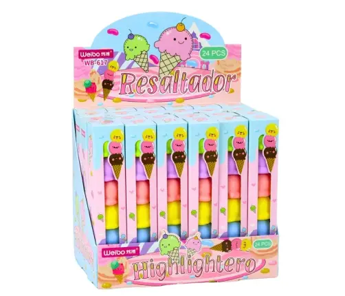 Ice Cream Cone Ice Cream Scoops Highlighters 5 Pastel Colors 18cm