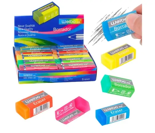 School Office Colored Eraser WB-3486-20 6cm Mix