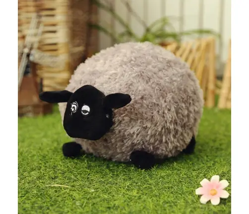 Plush Mascot Cuddly Sheep With Curly Wool Light Brown 20cm