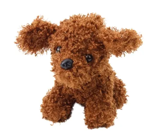 Plush Toy Miniature Poodle Dog Brown 20cm