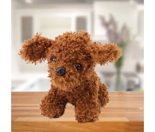 Plush Toy Miniature Poodle Dog Brown 20cm