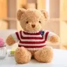 Plush Mascot Cuddly Toy Teddy Bear in Striped T-shirt Cream 32cm