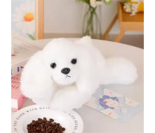 Plush Maltese Dog With Weighted Paws White 30cm