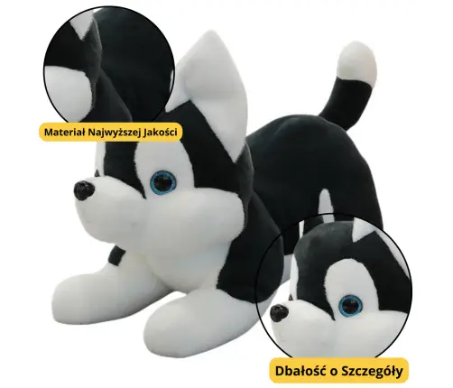 Plush Mascot Husky Dog Black and White 30cm