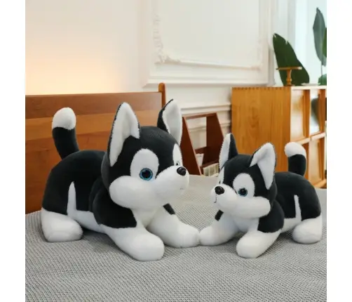 Plush Mascot Husky Dog Black and White 30cm