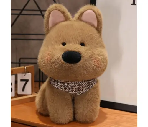 Plush Toy Cuddly Dog With Scarf Brown 25cm