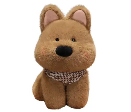 Plush Toy Cuddly Dog With Scarf Brown 25cm
