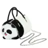 Plush Panda Bag Handles Metal Chain Black White 20cm