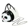 Plush Panda Bag Handles Metal Chain Black White 20cm