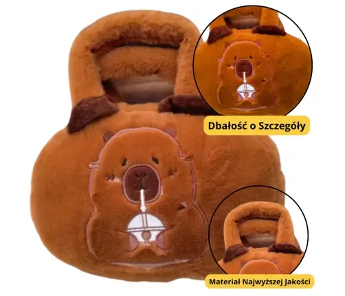 Capybara Plush Bag with Cup Brown 20cm