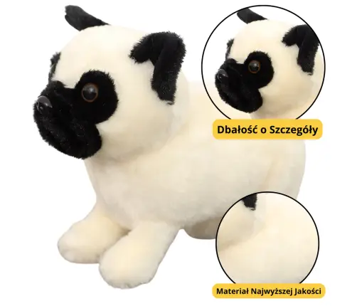Plush Toy Cuddly Toy Pug Dog White 19cm Plush Toy Cuddly Toy Pug Dog White 19cm