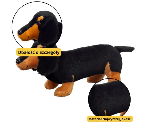 Plush Mascot Cuddly Toy Dog Dachshund Black 25cm