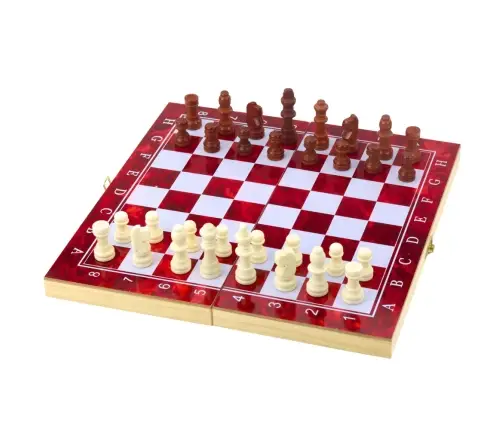 3-in-1 Wooden Game Set Chess Backgammon Checkers Foldable Board 24x24cm