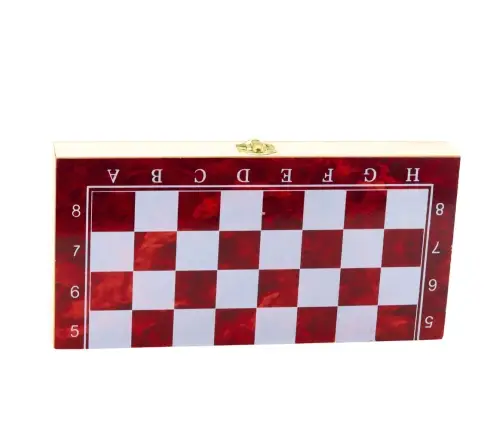 3-in-1 Wooden Game Set Chess Backgammon Checkers Foldable Board 24x24cm