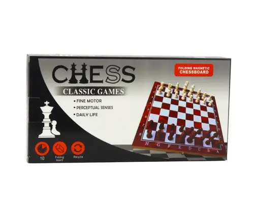 3-in-1 Wooden Game Set Chess Backgammon Checkers Foldable Board 24x24cm