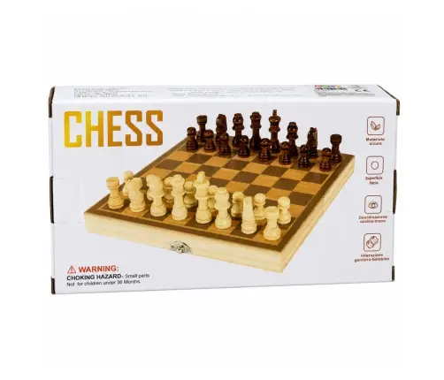 Classic 3-in-1 Logic Game Chess Checkers Backgammon Wooden