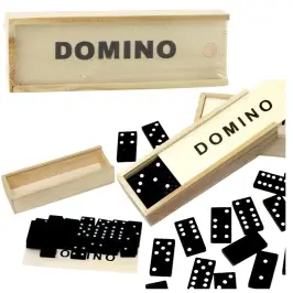 Family Logic Game Domino 32 Wooden Tiles Black