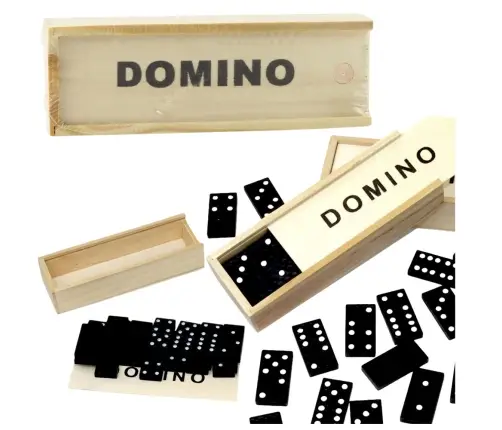 Family Logic Game Domino 32 Wooden Tiles Black