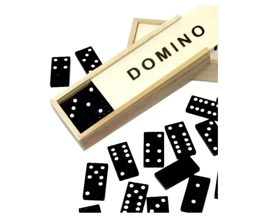 Family Logic Game Domino 32 Wooden Tiles Black
