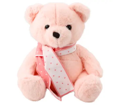 Plush Mascot Cuddly Toy Teddy Bear With Scarf Pink 35cm