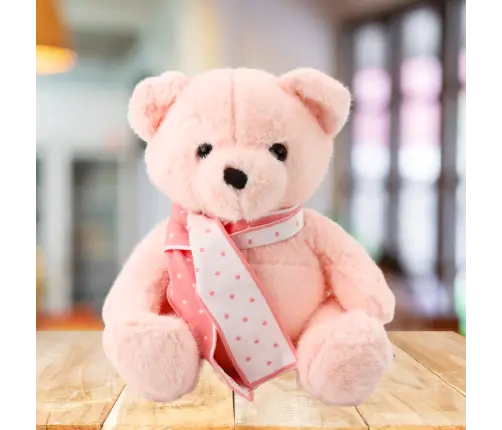 Plush Mascot Cuddly Toy Teddy Bear With Scarf Pink 35cm