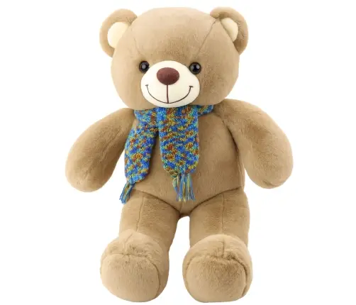 Plush Mascot Cuddly Toy Teddy Bear Colorful Wool Scarf Brown 55cm Plush Mascot Cuddly Toy Teddy Bear Colorful Wool Scarf Brown 55cm