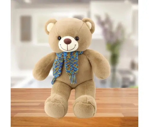 Plush Mascot Cuddly Toy Teddy Bear Colorful Wool Scarf Brown 55cm Plush Mascot Cuddly Toy Teddy Bear Colorful Wool Scarf Brown 55cm