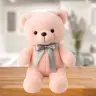 Plush Mascot Cuddly Toy Teddy Bear With Bow Happy Every Day Pink 55cm