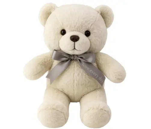Plüsch Maskottchen Kuscheltier Teddybär mit Schleife Happy Every Day Weiß 55cm