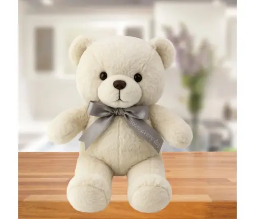 Plüsch Maskottchen Kuscheltier Teddybär mit Schleife Happy Every Day Weiß 55cm
